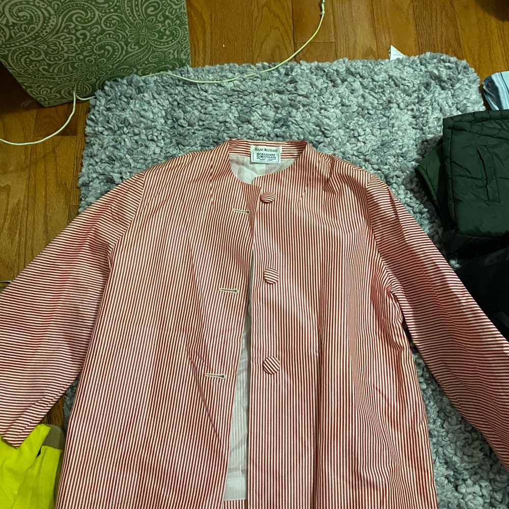 Isaac Mizrahi red and white striped coat